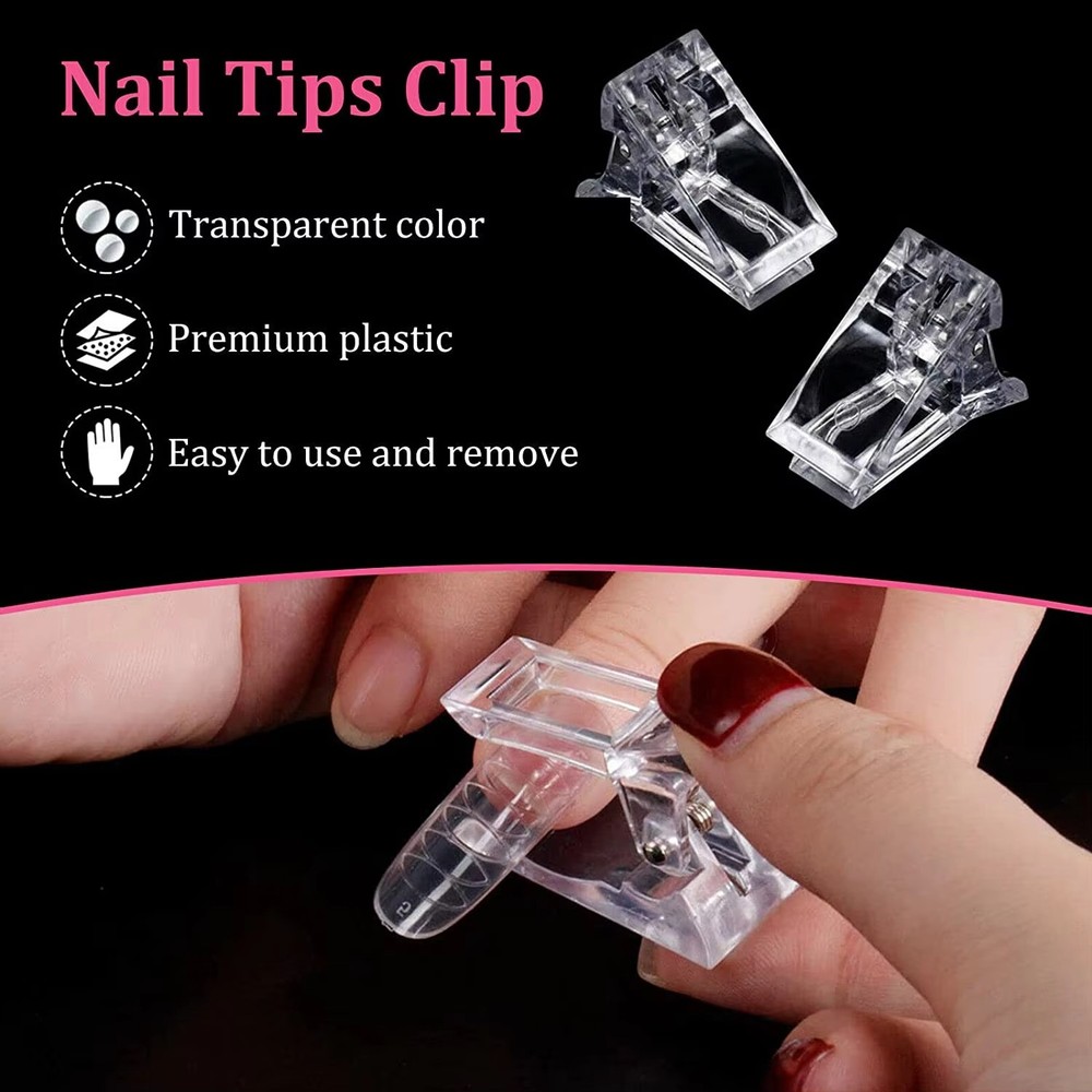 10pcs Nail Tips Clip Quick Building Poly Builder Gel DIY Extension Clamp Clips