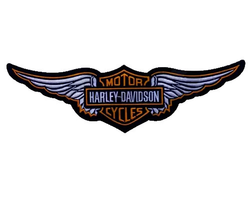 Harley-Davidson Large 15" Wing Patch White Orange Sew On / Iron On