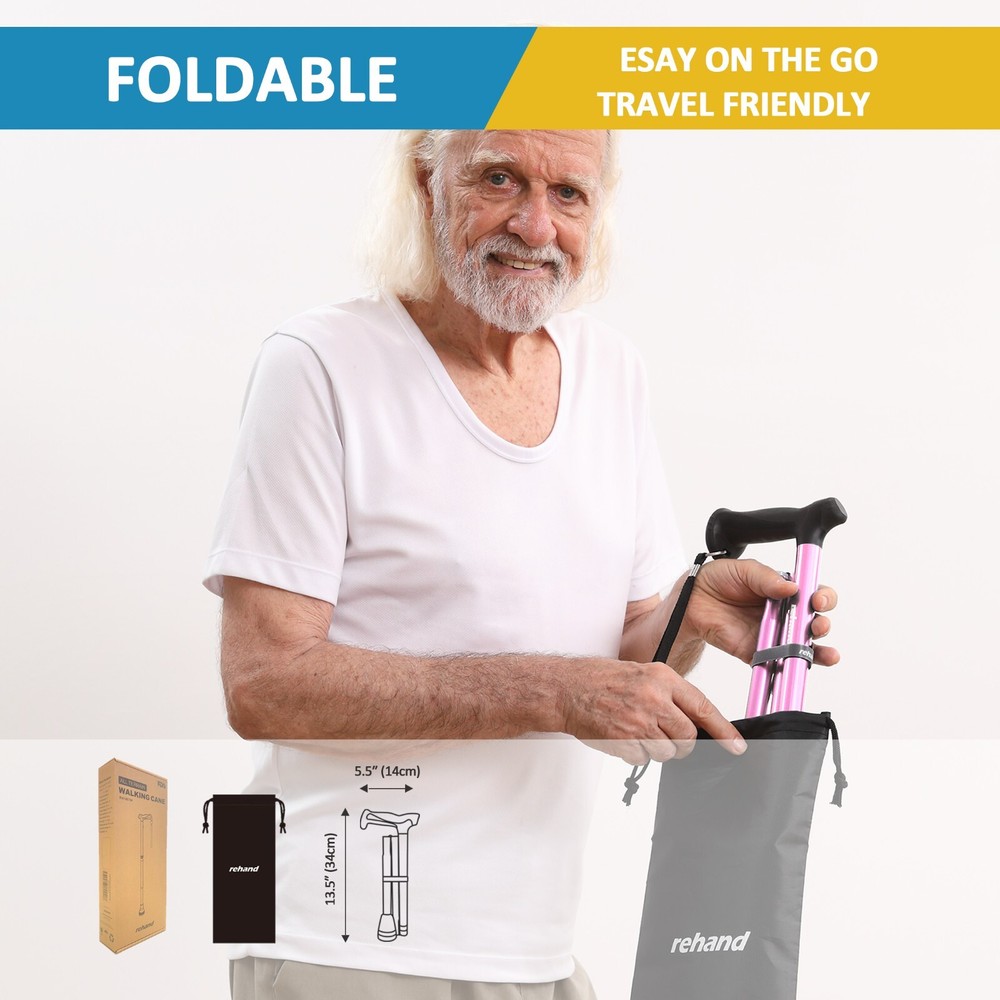 REHAND Foldable Walking Canes,Adjustable Height | Lightweight & Durable | Heavy