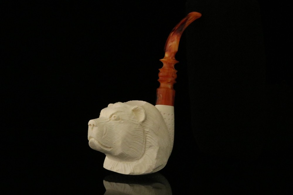 Bear Head Block Meerschaum Pipe with fitted case M3497