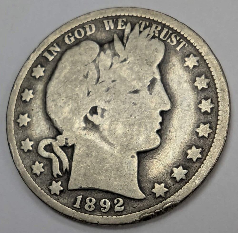 1892 Barber Half Dollar US Coin