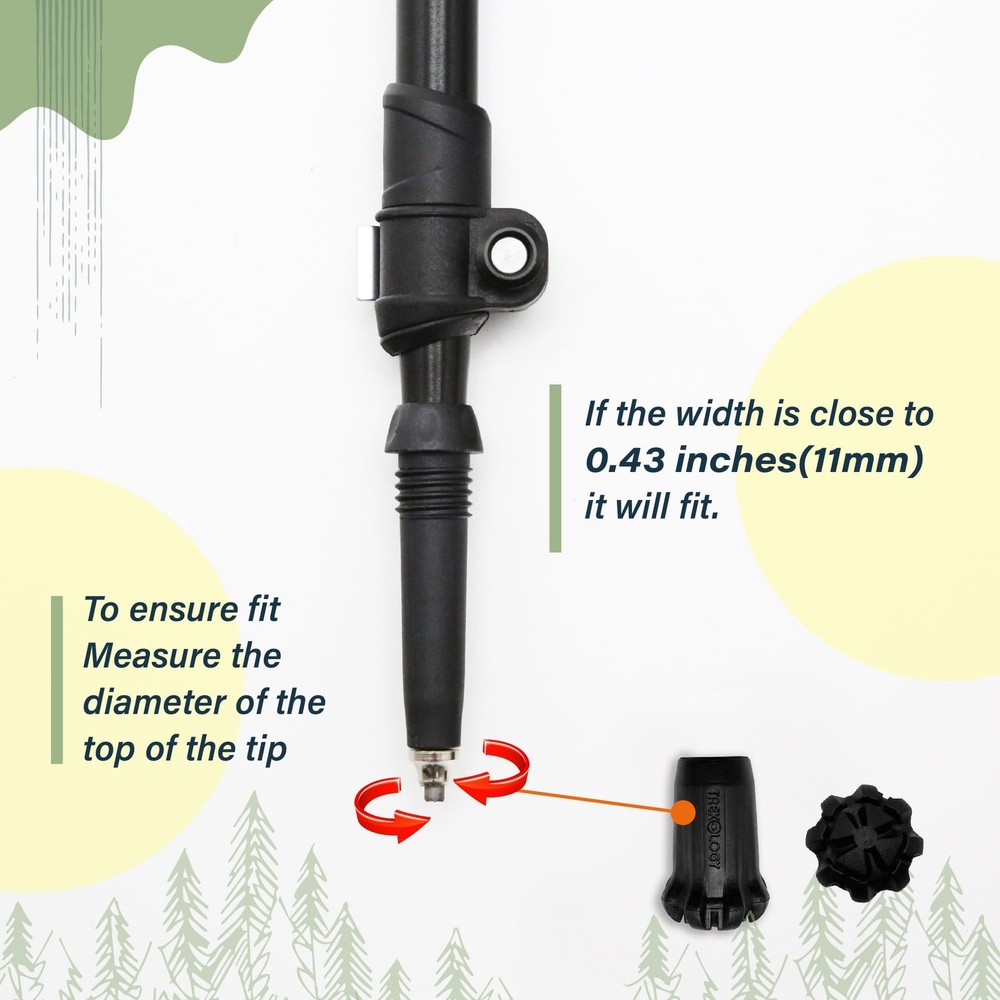 Trekking Pole Tips Replacement 6pc Pack for Enhanced Stability and Grip