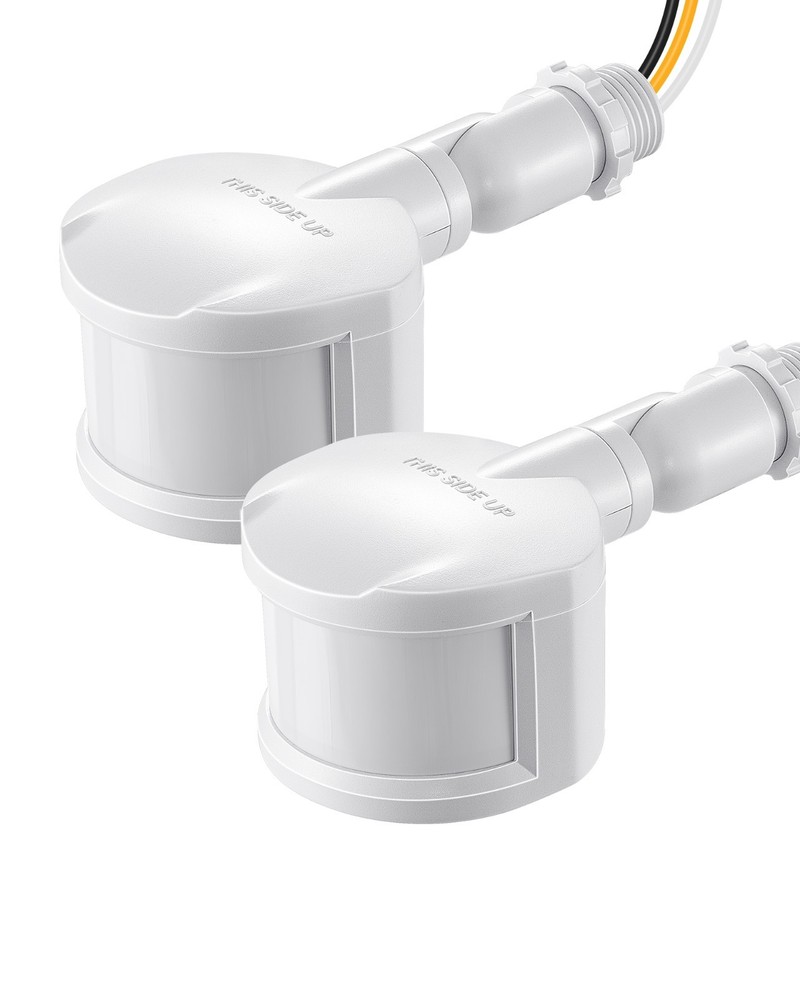 EDISHINE Outdoor Motion Sensor 2 Pack, 180° Adjustable Detection, 60FT Range, UL