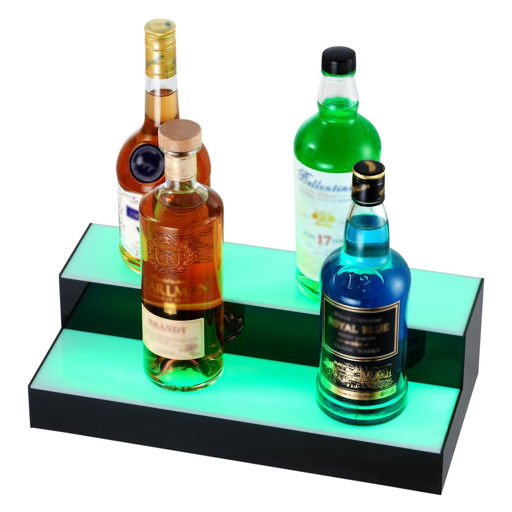 LED Lighted Liquor Bottle Display Bar Shelf RF & App Control 16" 2-Step
