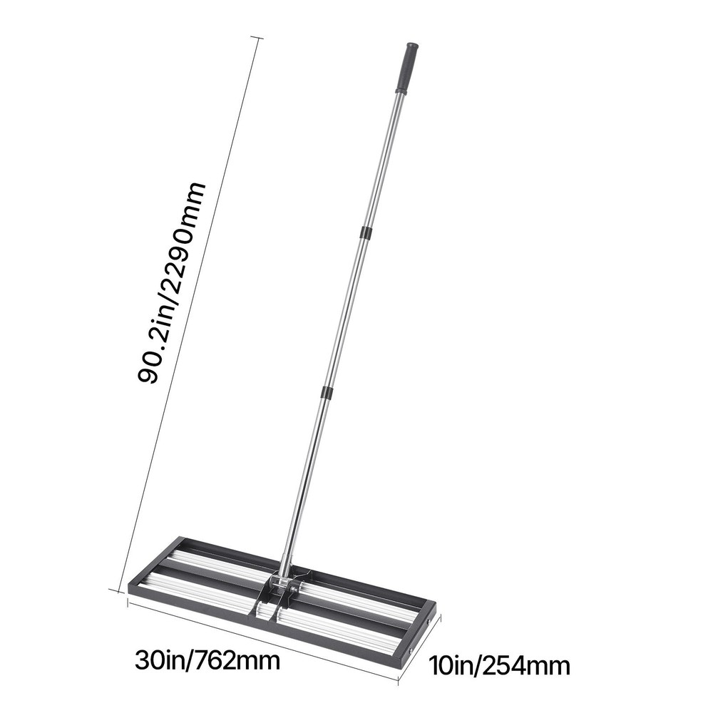 30"x10" Soil Leveling Rake 83" Adjustable Handle Yard Lawn Leveler Tool