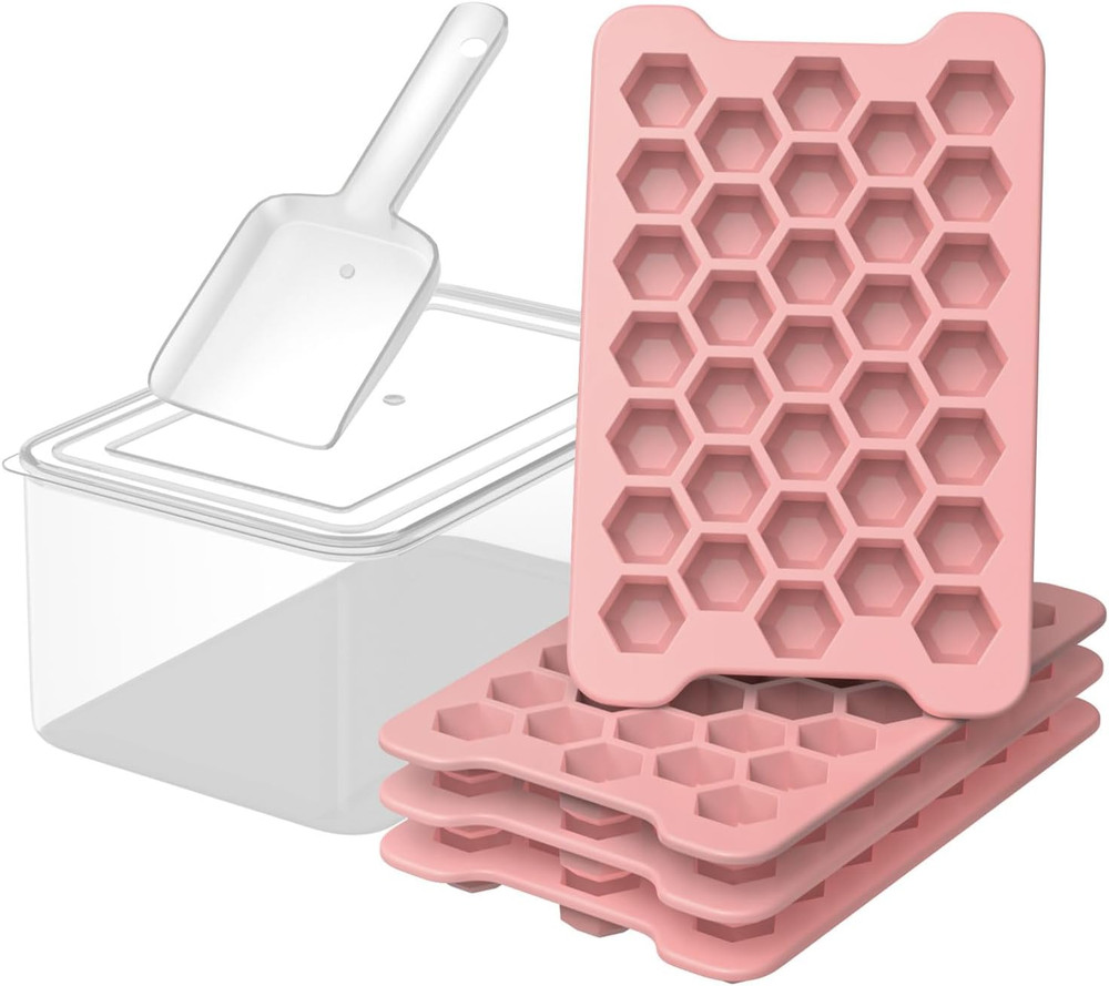 Small Ice Cube Tray for Freezer:  Easy Release Ice Cube Maker - Plastic Stackabl