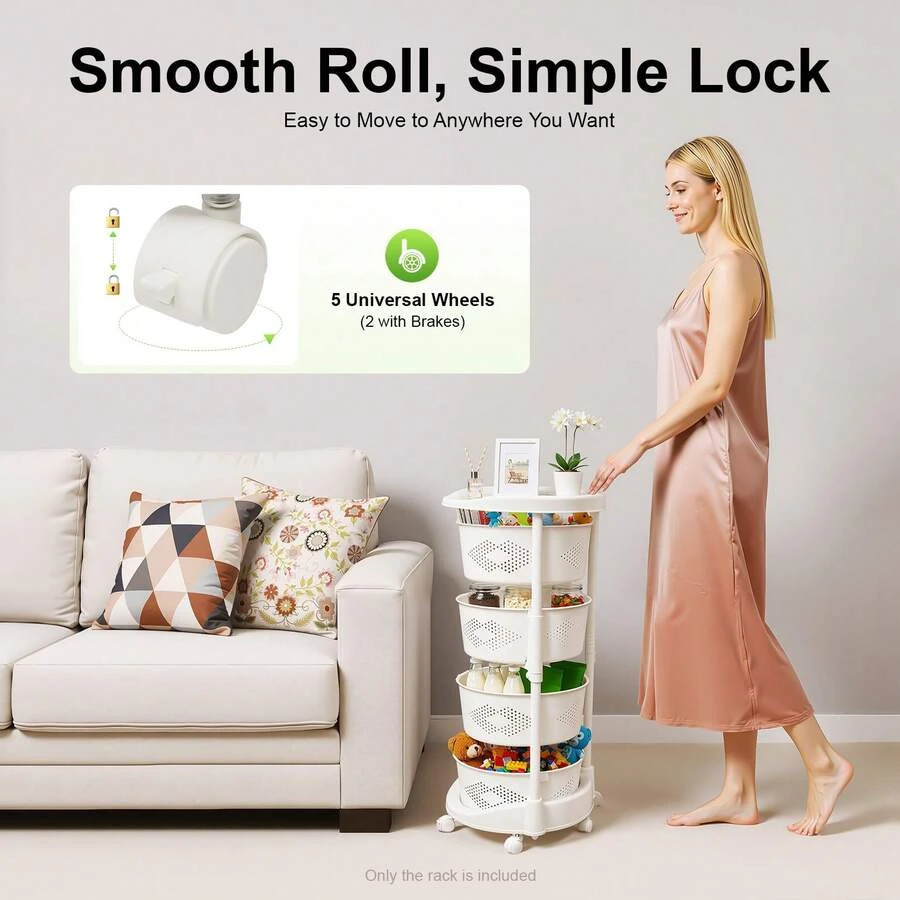 NEW Round Rotating Multi-Layer Kitchen Storage Shelf, Floor-Standing Fruit And