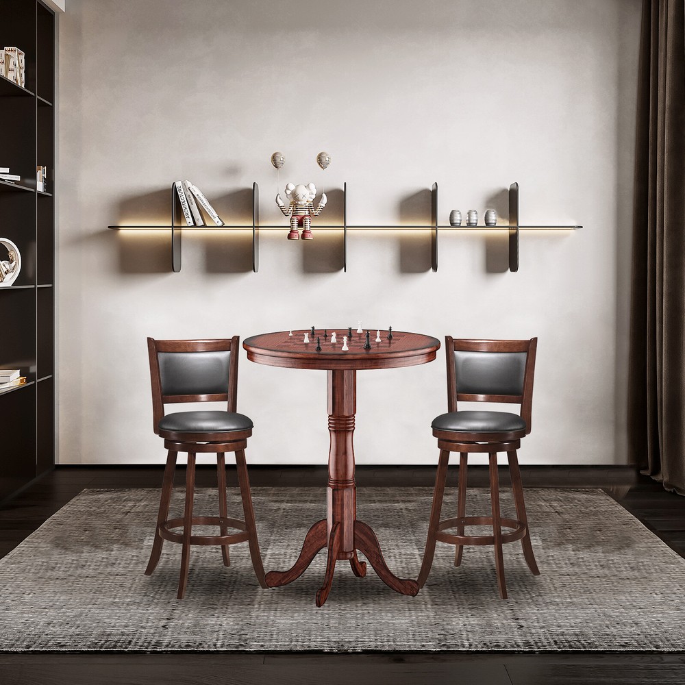 Costway 3pcs Pub Table Set 30" Round Bar Height Table & 2pcs Swivel Bar Stools
