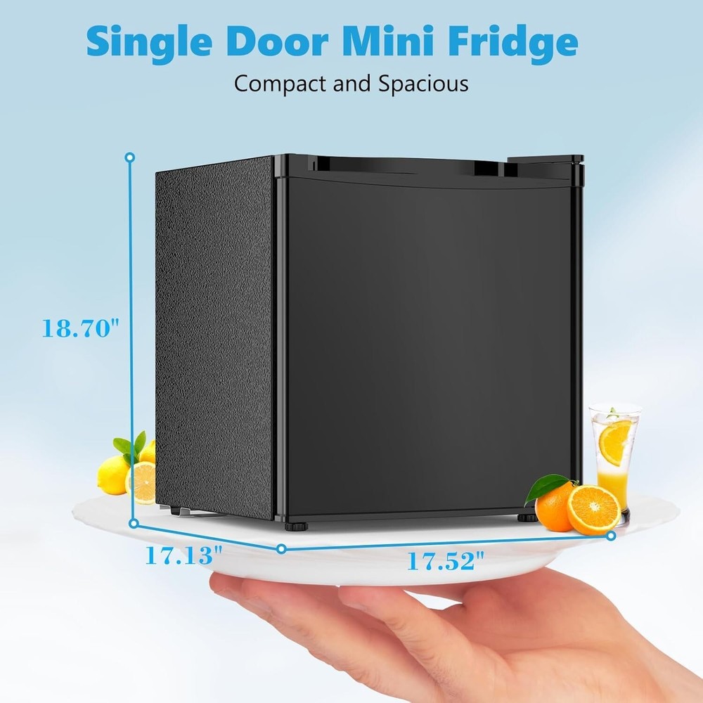 1.6 Cu.ft Mini Fridge with Freezer, Compact Single Reversible Door Refrigerator