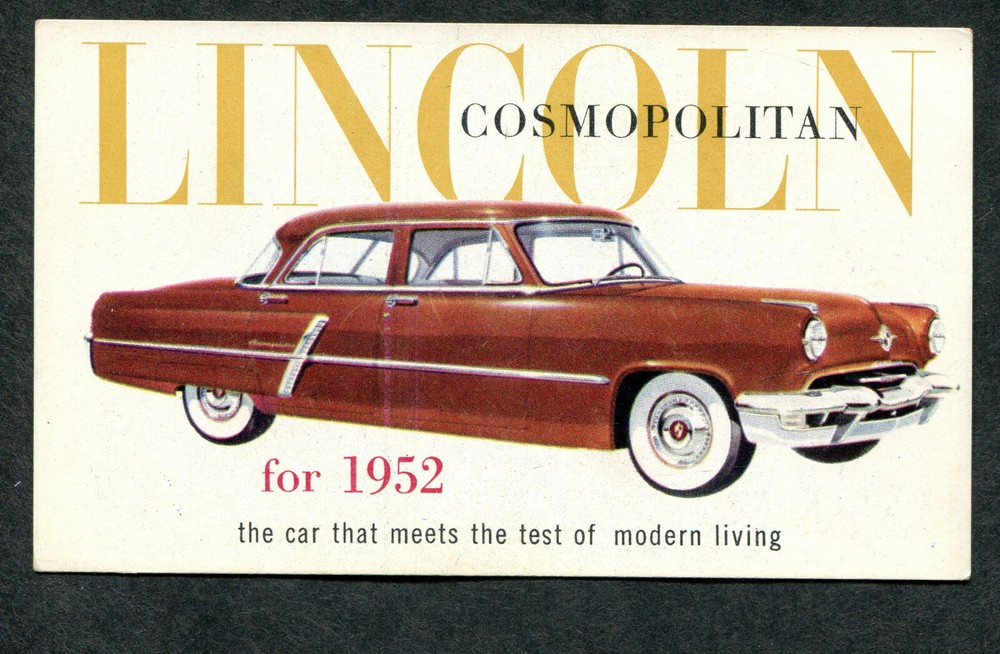 3 1952 Lincoln Cosmopolitan Postcards