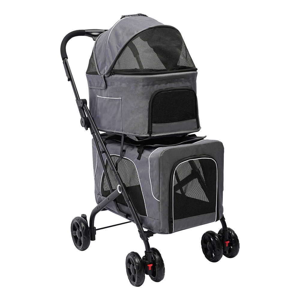 Foldable Double Pet Stroller Dogs Cats Carrying Cart For Small/Medium-sized Pet