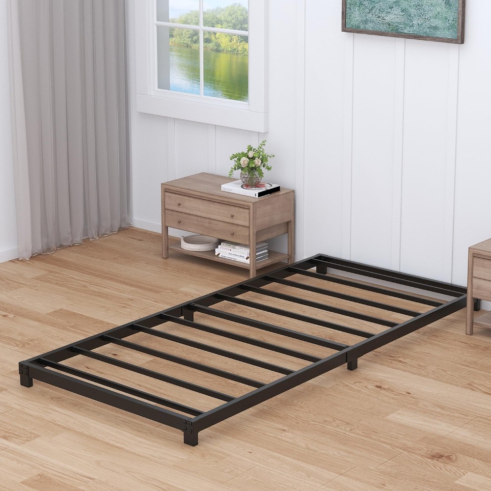 4 Inch Twin Bed Frames Low Profile, Twin Platform Bed Frame No Box Spring Nee...