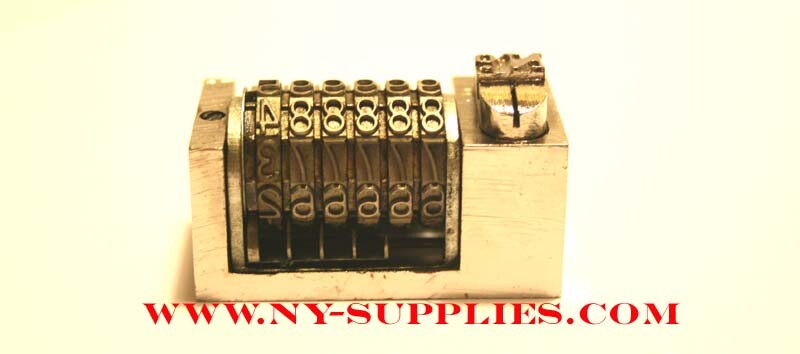 3/16" Gothic Letterpress Numbering Machine 6 digit Backward Heidelberg Kluge