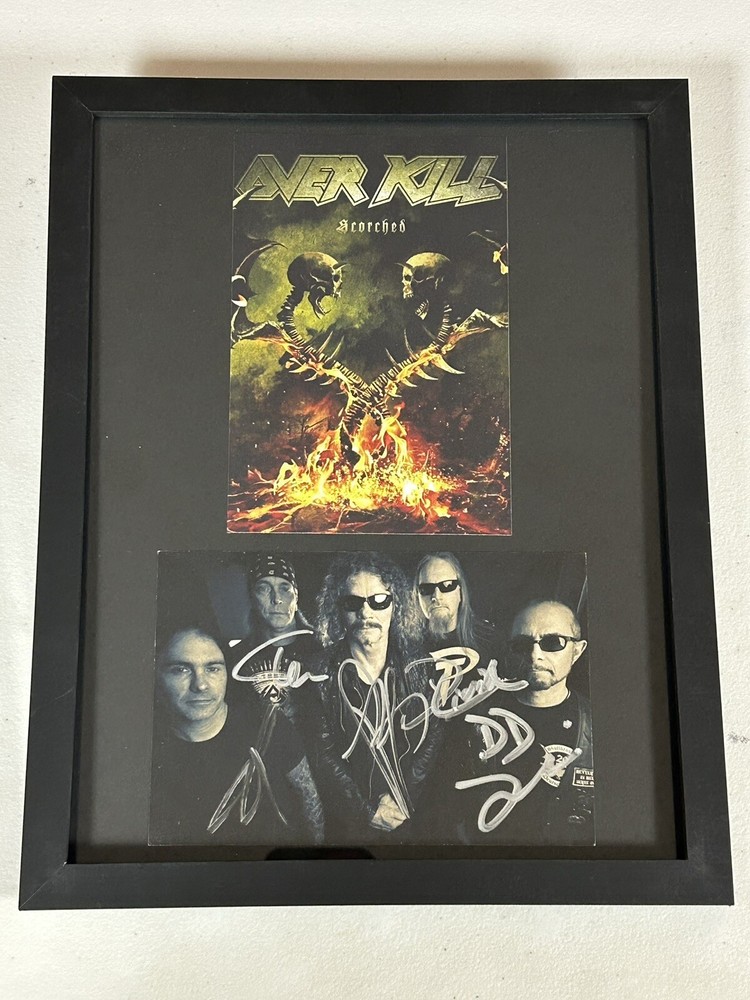 OVERKILL AUTOGRAPHED SIGNED FRAMED SCORCHED CD DISPLAY WITH JSA COA # AJ69846