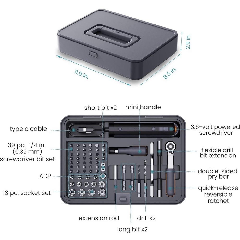 Jimihome Stackable Tool Kit Tray Set I Electronic Cordless Screwdriver Set