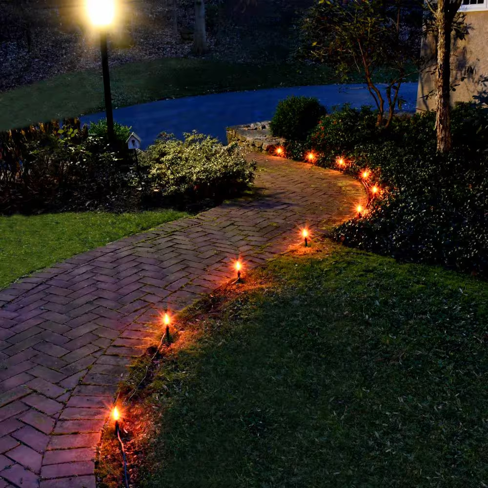Electric Pathway Lights Flickering Orange (10-Count)