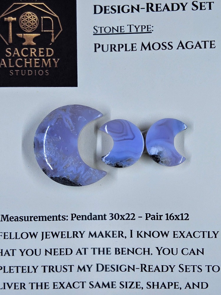 Crescent Moon - Purple Moss Agate - Design-Ready Set