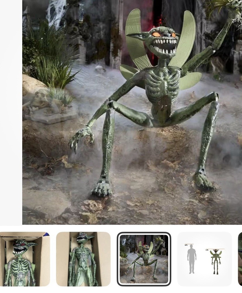New Home Depot 5ft Grave & Bones LED Ultraposeable Evil Pixie Single Prop