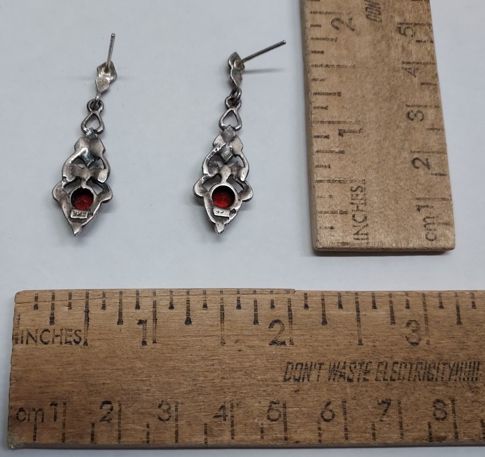 RED setting - 925 - pierced EARRINGS - listing #7767