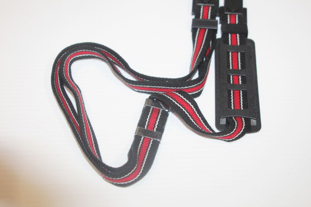 Vintage 36" Camera Video Strap Black Red White Stripe Unique Quick Release Latch