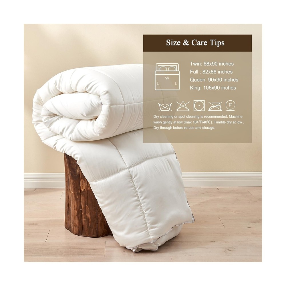 BPC 100% Rayon Derived from Bamboo Silk Blend Comforter Full Size for All Sea...