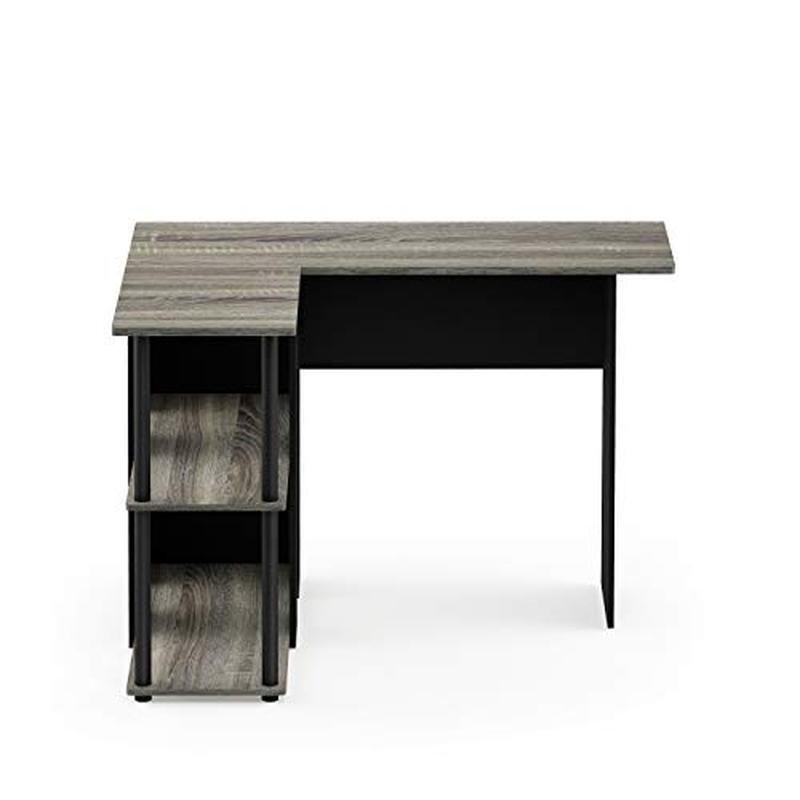 L Shape Computer Desk W/ Bookshelf Sturdy Construction Easy Assembly Home Office