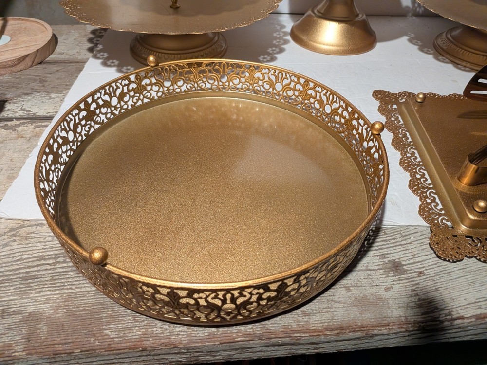 Gold Painted Food Display Set