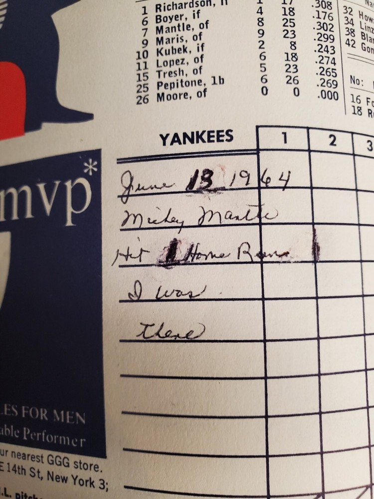 Yankee Rare Program Mickey Mantle Homer Yankees