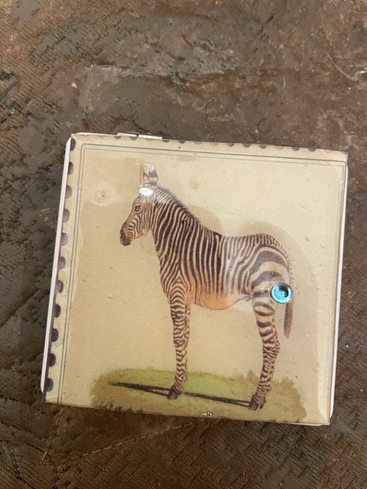 Retro Black & White ZEBRA Vinyl Square Flip-open Mirror Compact
