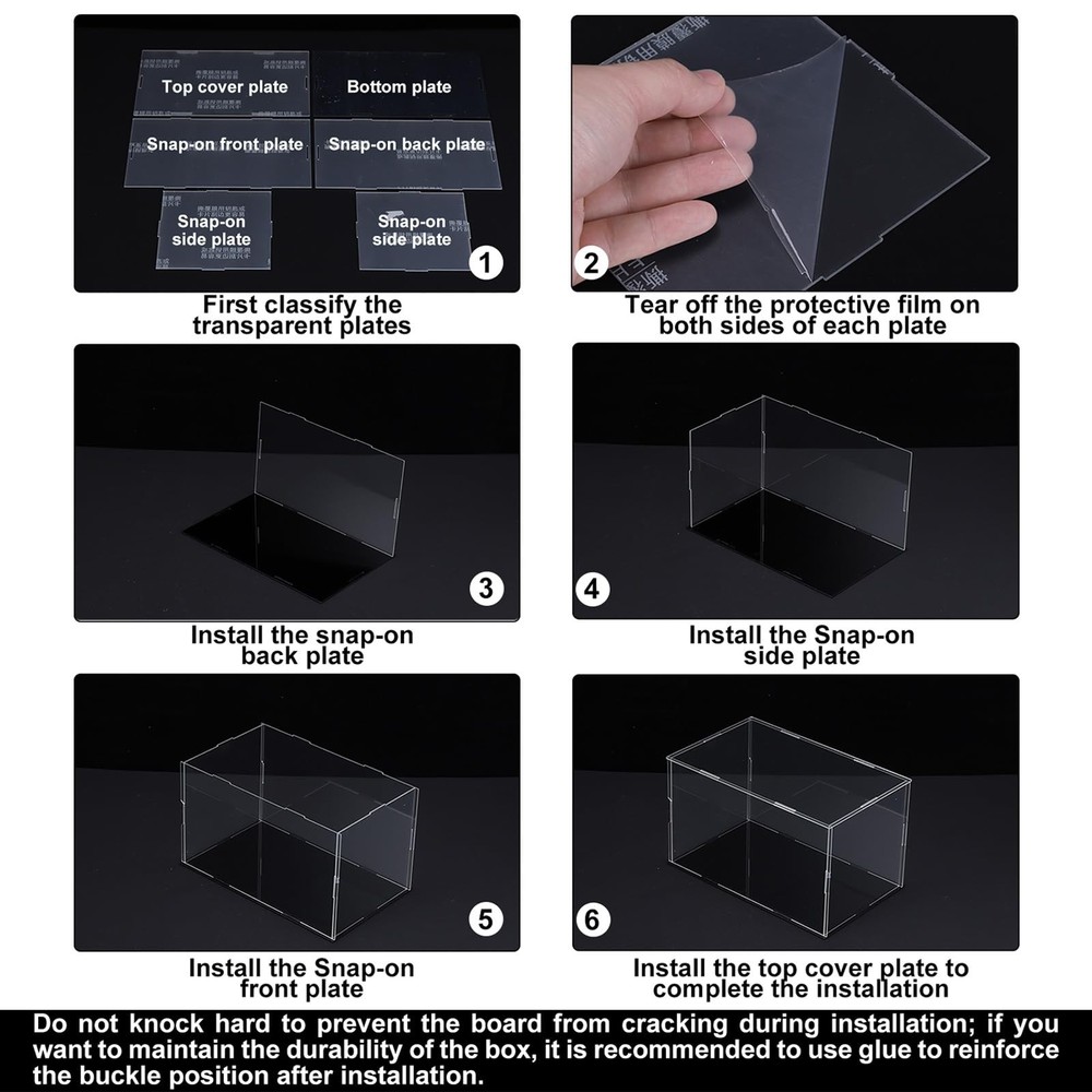 Acrylic Display Case Plastic Cube Storage Clear Small Assemble Dustproof Show...