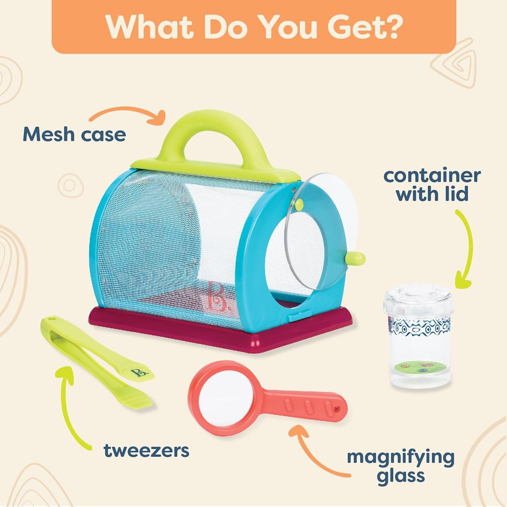 - Bug Bungalow Insect Catching Kit with Mesh Case, Magnifying Container, Tweezer
