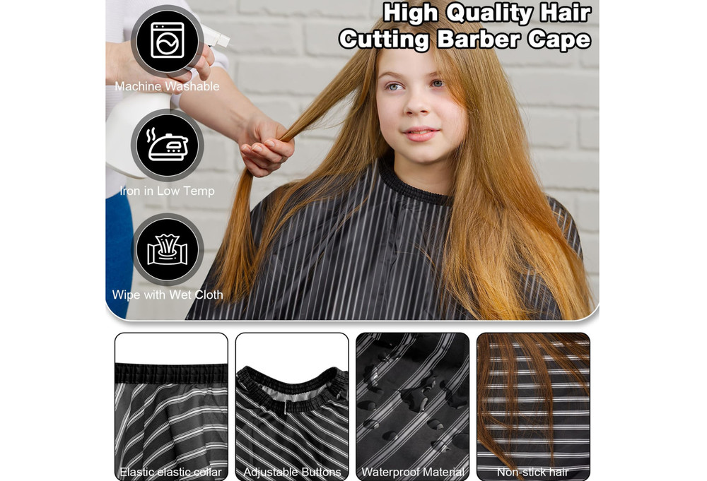 Barber Cape with Combs Polyester Hairdressing Accessories Stripe