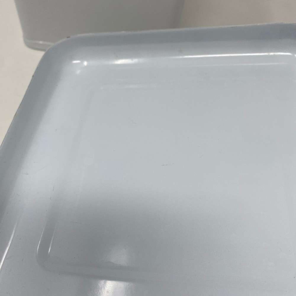 White vintage square enamel tin box with lid