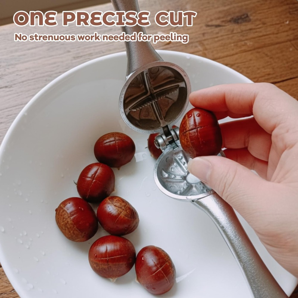 4-Piece Chestnut Cutter, Nut Cracking Set with Cutter medium, whit