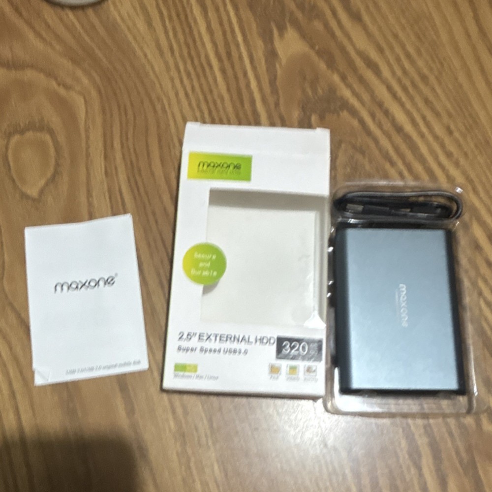 maxone 320GB 2.5" USB 3.0 Portable External HDD Gray Windows Mac Linux