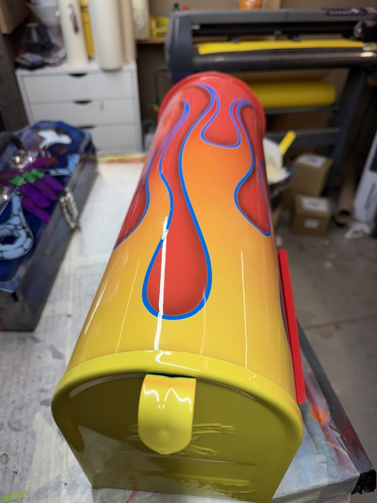 Custom Painted Hotrod Flamed Mailbox