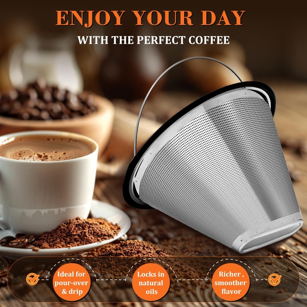 Reusable #4 Coffee Filter for Technivorm Moccamaster KBGV, KBT, 1, Silver