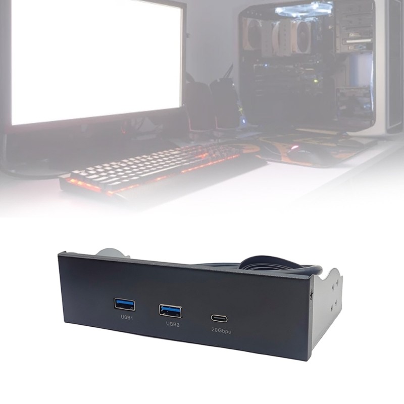 USB3.2 Front Panel USB Hub for 5.25Inch Bay Featuring Double USB3.2 and Type C
