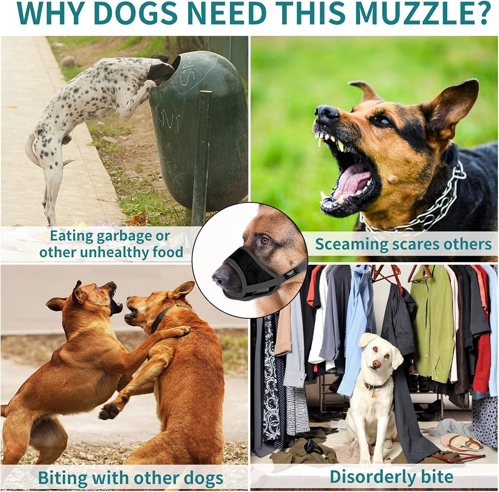Nylon Dog Muzzle for Small Medium Large Sized Dogs, Breathable Light-Weight Mesh