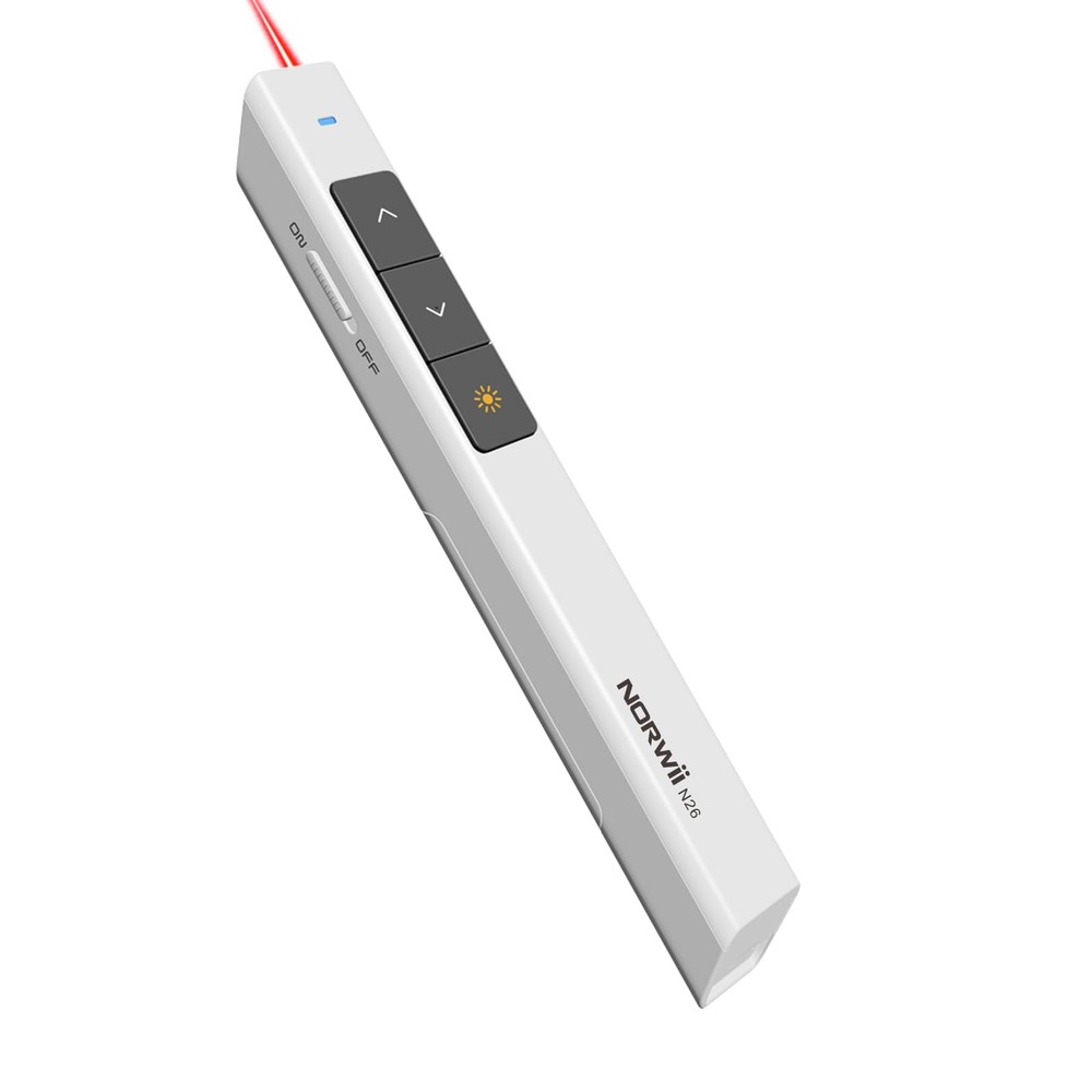 N26 Wireless Presentation Clicker White Remote PowerPoint Presenter Pointer