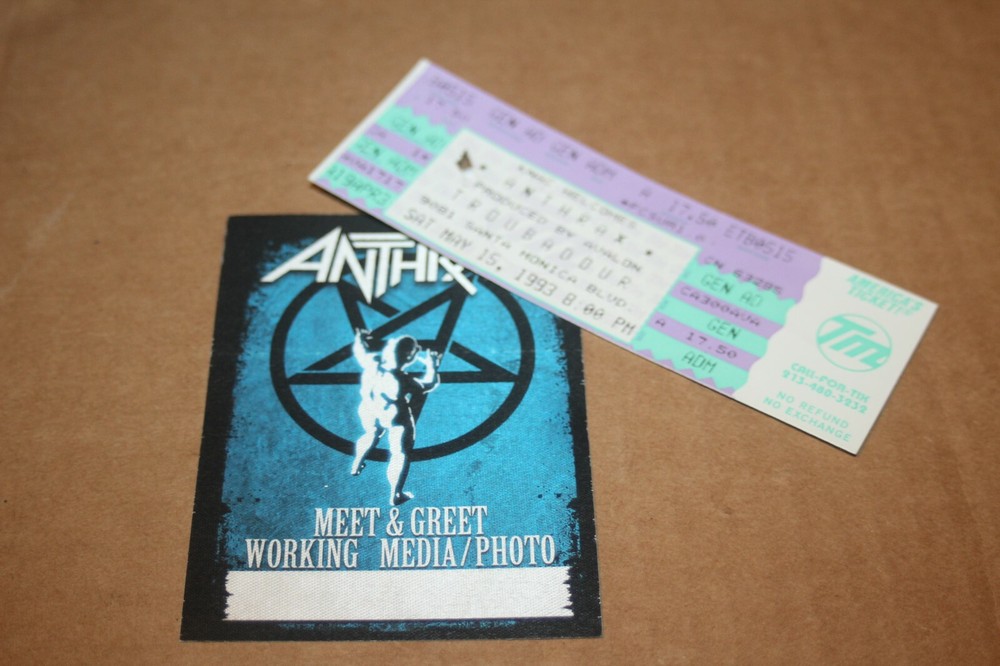 Anthrax  /   ticket + backstage pass   -  FREE SHIPPING -