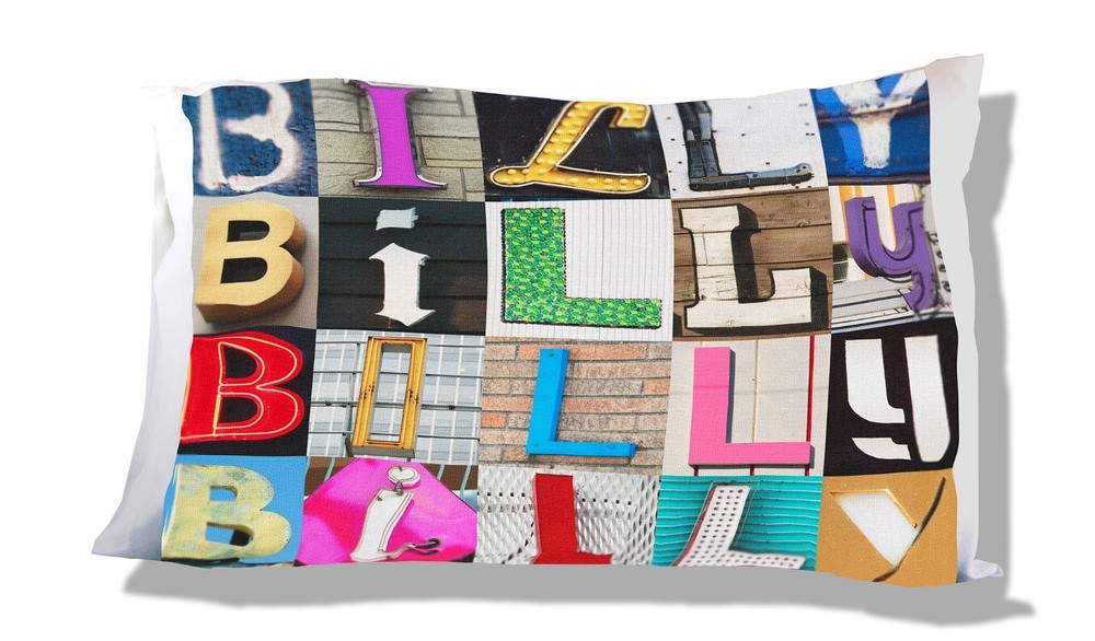 BILLY Personalized Pillowcase featuring photos of sign letters