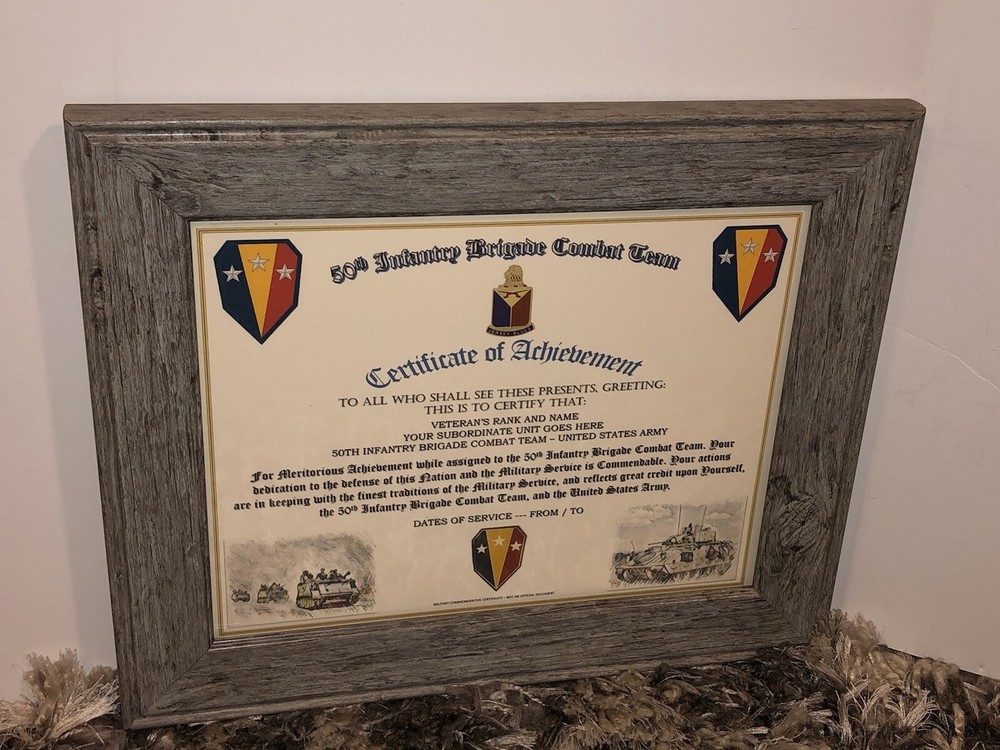 50TH INFANTRY BRIGADE COMBAT TEAM - COA / (COMMEMORATIVE CERTIFICATE)