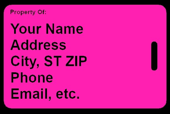 AED Hi-Viz Pink Bag Tag - FREE Personalization - New