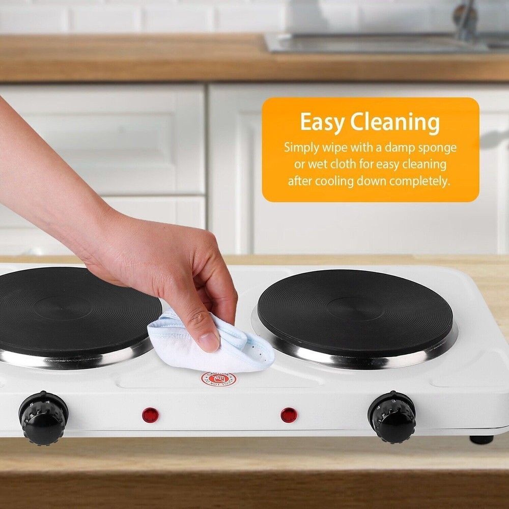 2000W Double Electric Hot Burner Flat Plate Countertop 5 Temperature Controls US