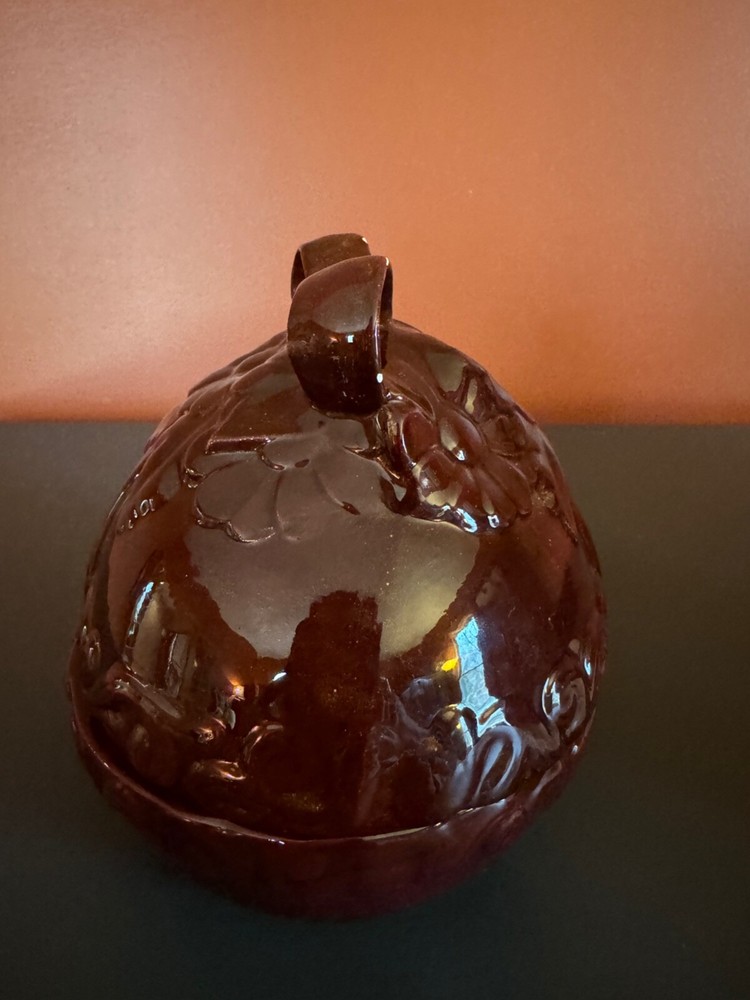 Vintage Easter Egg Shaped Candy Dish Ceramic Floral Ribbon Lid 1978