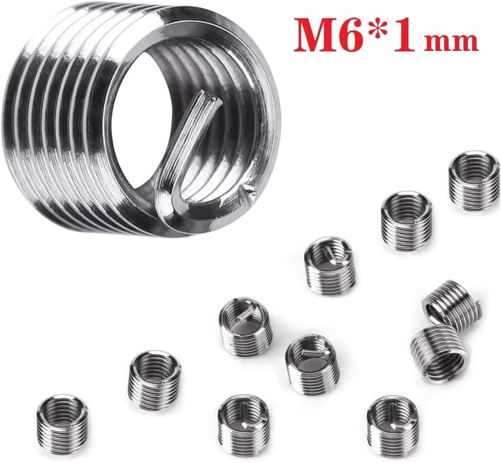 fixinus 30 Piece M6 x 1.0mm Thread Repair Insert Kit, Stainless Steel Thread Rep