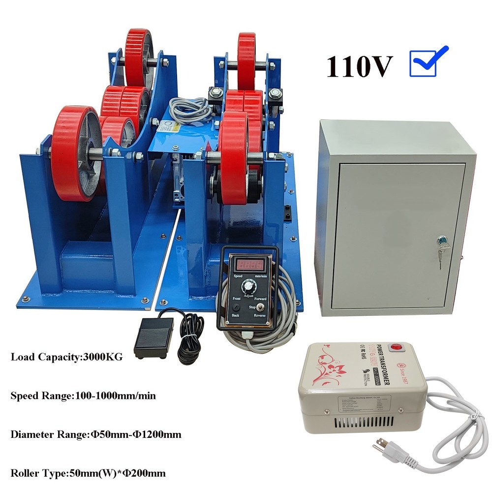 110V 3T/6600 lb Wire-controll Tank Turning Rolls Linkage Welding Roller Support