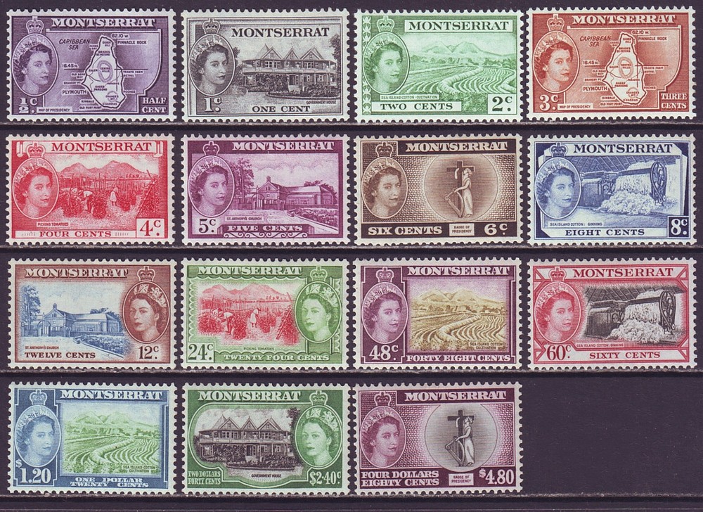 Montserrat 1953 SC 128-142 MH Set