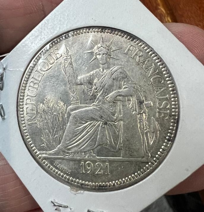 FRENCH INDO-CHINA SILVER PIASTRE 1921